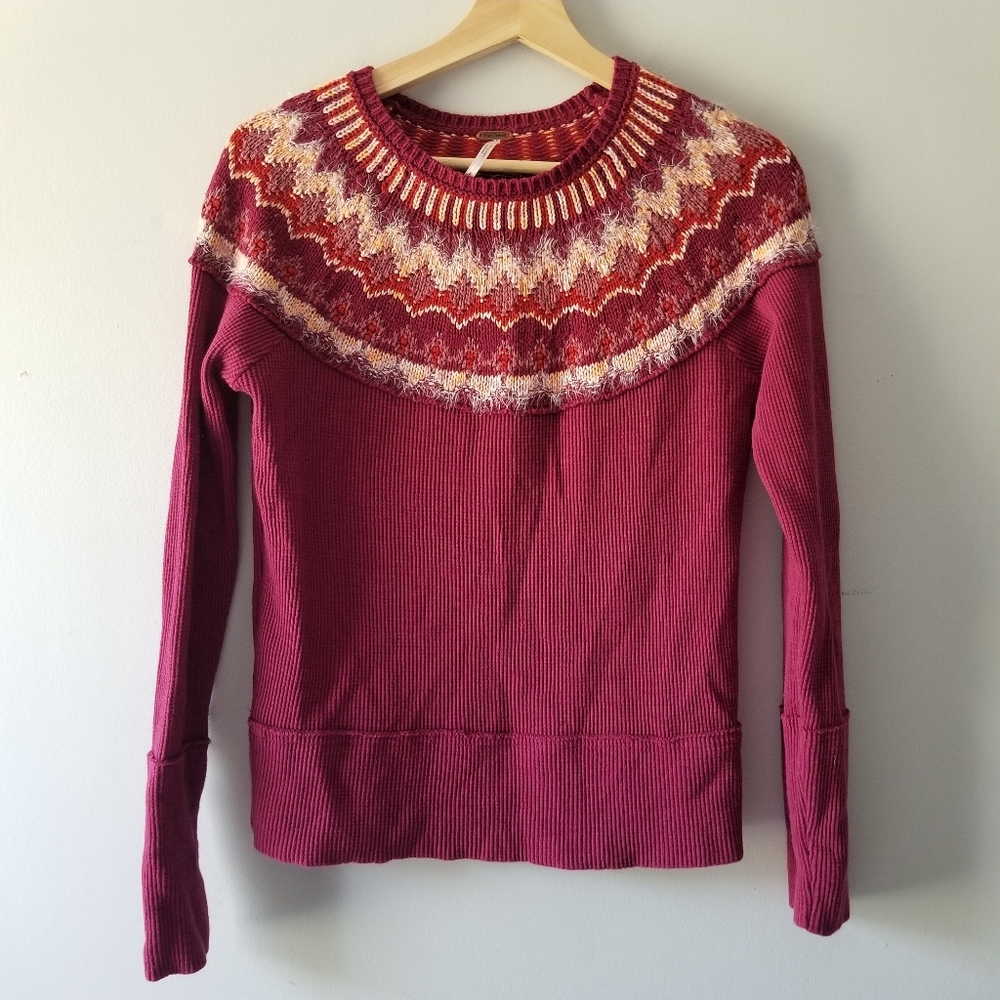 Free People Fair Isle Thermal Top Long Sleeve Small